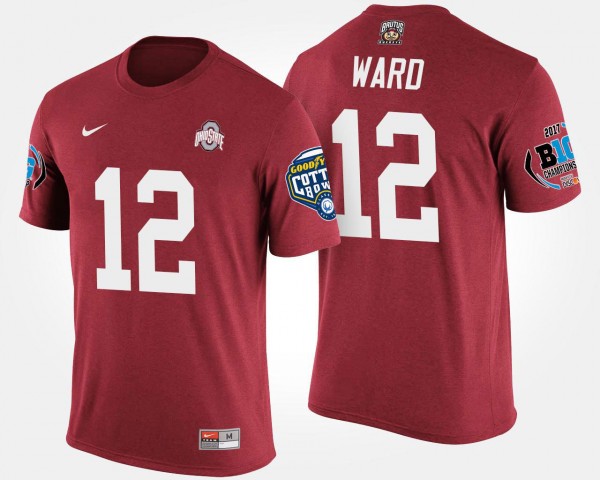 Ohio State Buckeyes Denzel Ward Men's #12 Big Ten Conference Cotton Bowl Bowl Game Scarlet College Football T-Shirt 2404MWFI8